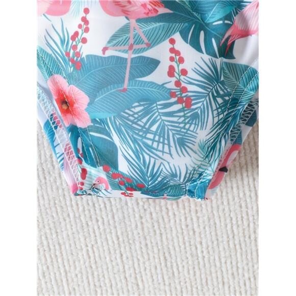 Girls' Fashion Bikini Set with Off-Shoulder Bow, Flamingo, 9-12 Months Old - Picture 9 of 9